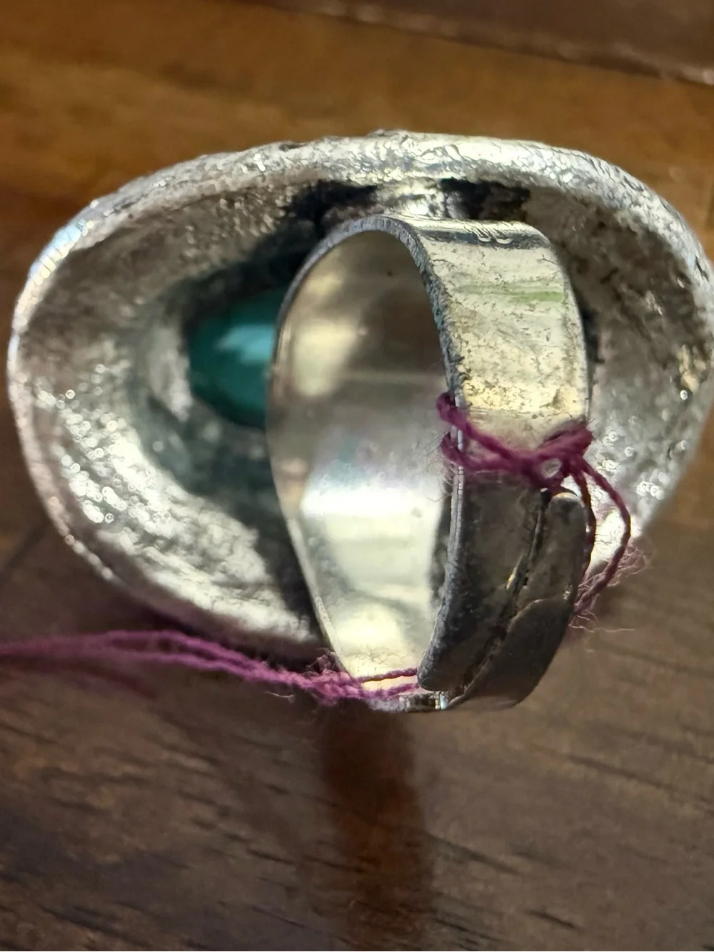 Turquoise Oval Statement Ring - Silver-Tone Setting